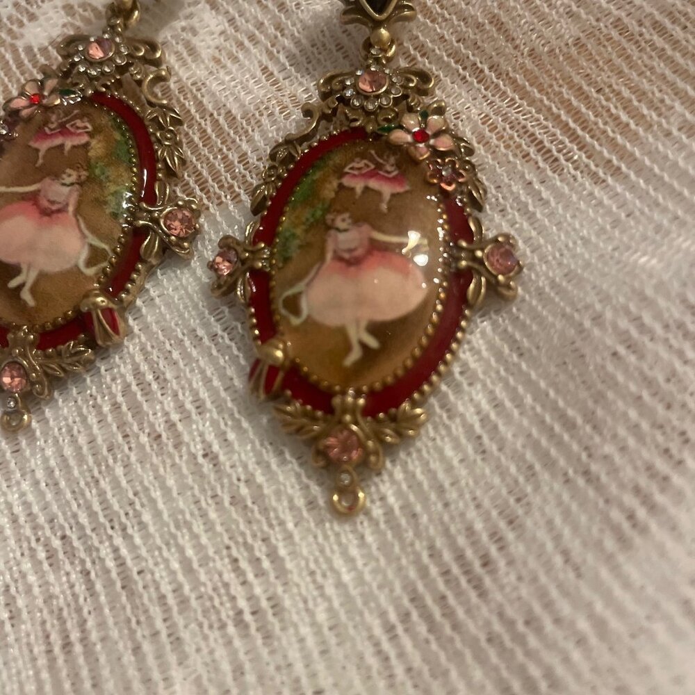 Whimsical Ballerina Vintage-Inspired Drop Earrings - Picture 4 of 5